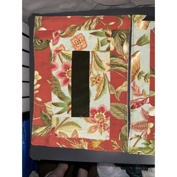 Set Of 2 Handmade Place Mats Floral Linen Cotton Velvet Collage Farmhouse 15x11” - Picture 12 of 12